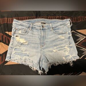 American Eagle Blue Distressed Jean Shorts - Size 14